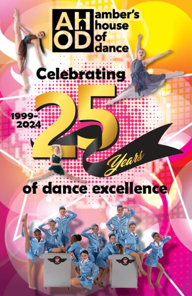 25th Anniversary Celebration Flyer featuring dancers from Amber's House of Dance